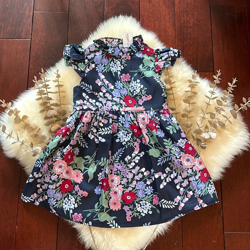 NWT Janie and Jack navy floral high neck girls party special occasion dress!